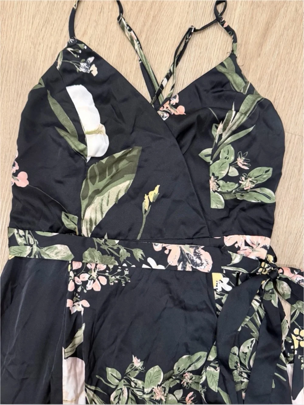 Lulu’s Still the One Black Floral Print Satin Maxi Dress - Picture 6 of 13